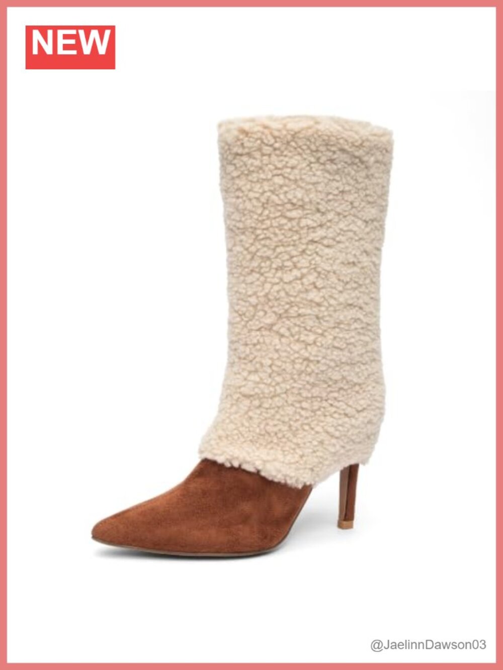 Women's Stiletto High Heel Mid Calf Boots Pointed Toe Fur Winter Snow